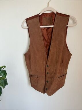 Men's Brown genuine leather Vest
